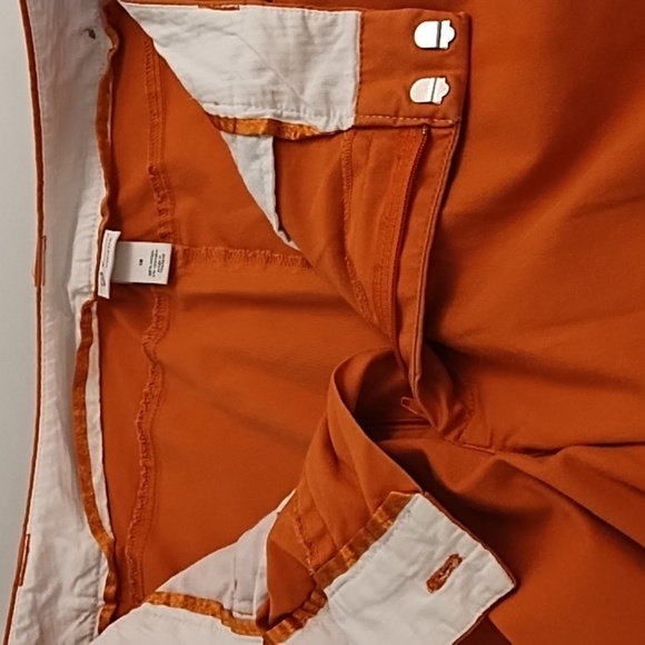 Venizia 18 Wide Cuff Stretch Cropped Trousers Smooth Back Front Pockets Orange - Picture 9 of 12